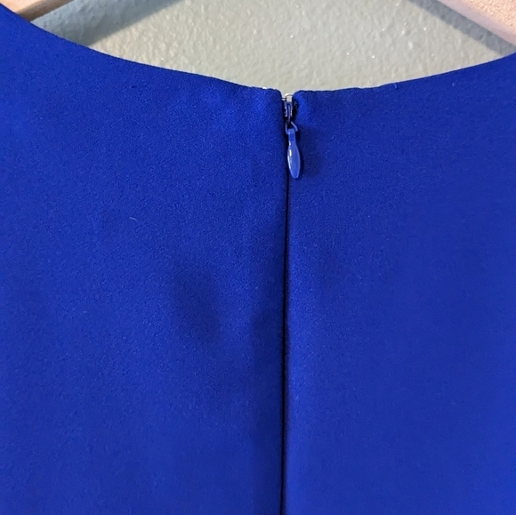 Cece Nordstrom Kate Ruffle Hem Royal Blue Scallop Trim Midi Dress Size 8 - Picture 6 of 8